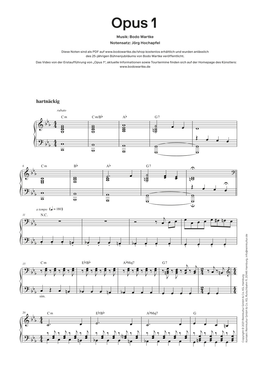 Bodo Wartke – Noten PDF